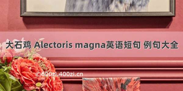 大石鸡 Alectoris magna英语短句 例句大全