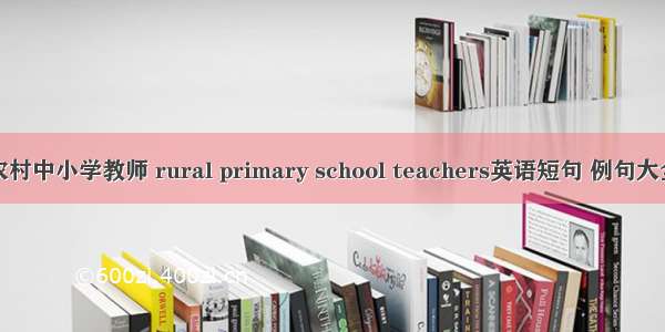 农村中小学教师 rural primary school teachers英语短句 例句大全