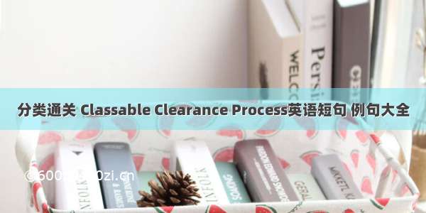 分类通关 Classable Clearance Process英语短句 例句大全