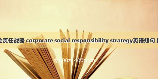 企业社会责任战略 corporate social responsibility strategy英语短句 例句大全