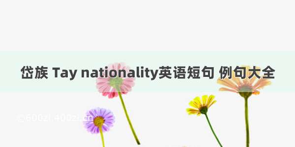 岱族 Tay nationality英语短句 例句大全