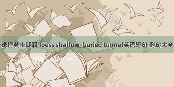 浅埋黄土隧洞 loess shallow-buried tunnel英语短句 例句大全