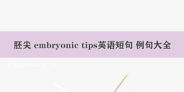 胚尖 embryonic tips英语短句 例句大全