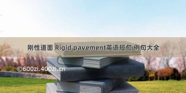 刚性道面 Rigid pavement英语短句 例句大全