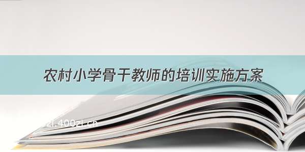 农村小学骨干教师的培训实施方案