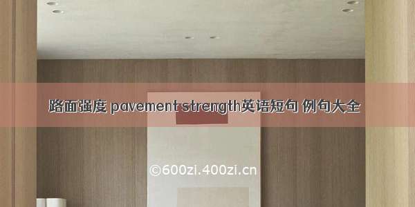 路面强度 pavement strength英语短句 例句大全