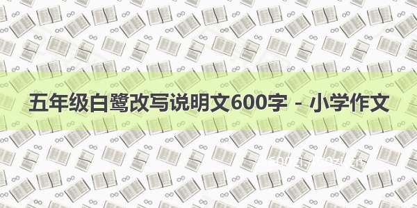 五年级白鹭改写说明文600字 - 小学作文