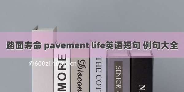 路面寿命 pavement life英语短句 例句大全