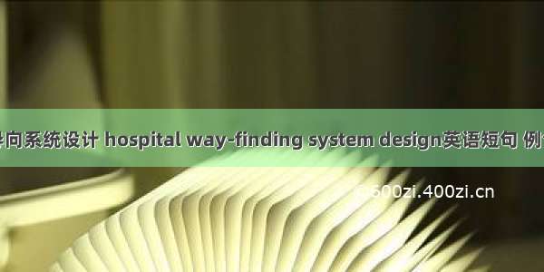 标识导向系统设计 hospital way-finding system design英语短句 例句大全