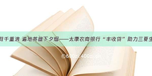 喜看稻菽千重浪 遍地英雄下夕烟——太康农商银行“丰收贷”助力三夏生产经营