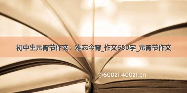 初中生元宵节作文：难忘今宵_作文650字_元宵节作文