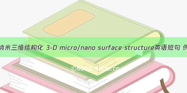 表面微/纳米三维结构化 3-D micro/nano surface structure英语短句 例句大全