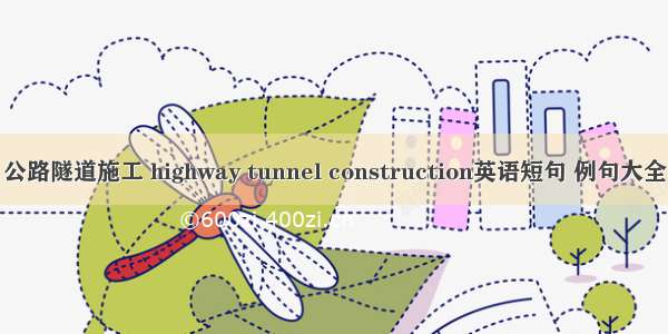 公路隧道施工 highway tunnel construction英语短句 例句大全
