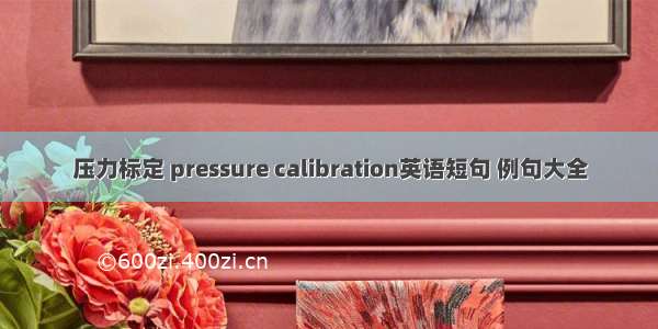 压力标定 pressure calibration英语短句 例句大全