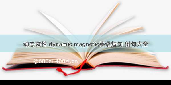 动态磁性 dynamic magnetic英语短句 例句大全