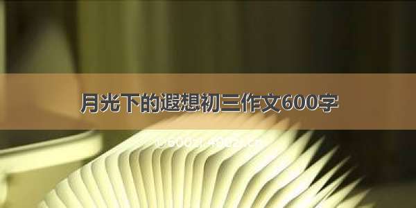 月光下的遐想初三作文600字