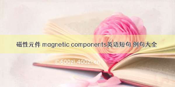 磁性元件 magnetic components英语短句 例句大全