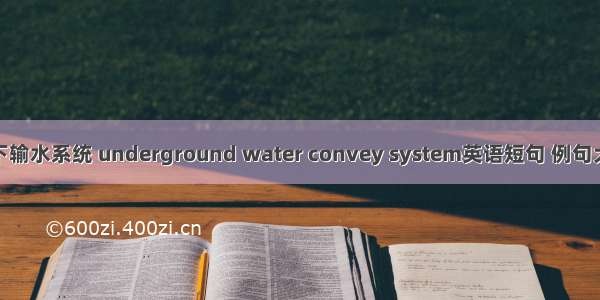 地下输水系统 underground water convey system英语短句 例句大全
