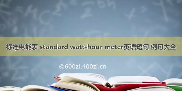 标准电能表 standard watt-hour meter英语短句 例句大全