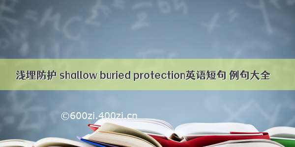 浅埋防护 shallow buried protection英语短句 例句大全