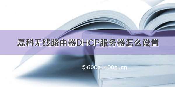 磊科无线路由器DHCP服务器怎么设置