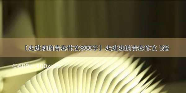 【走进我的青春作文800字】走进我的青春作文 3篇