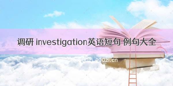 调研 investigation英语短句 例句大全