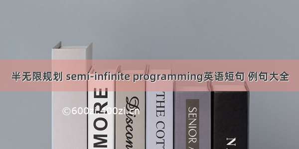 半无限规划 semi-infinite programming英语短句 例句大全