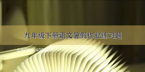 九年级下册语文暑假作业练习题