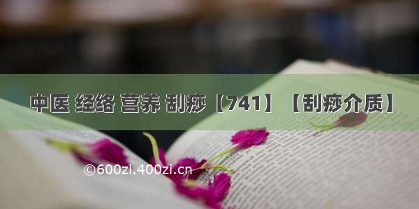 中医 经络 营养 刮痧【741】【刮痧介质】