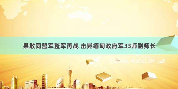 果敢同盟军整军再战 击毙缅甸政府军33师副师长