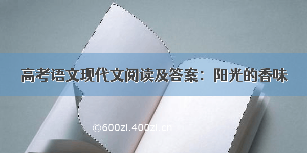 高考语文现代文阅读及答案：阳光的香味