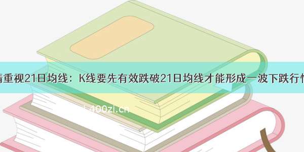 请重视21日均线：K线要先有效跌破21日均线才能形成一波下跌行情