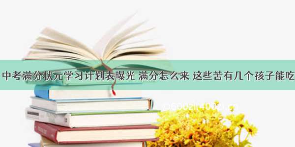 中考满分状元学习计划表曝光 满分怎么来 这些苦有几个孩子能吃