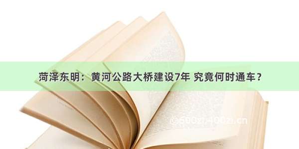 菏泽东明：黄河公路大桥建设7年 究竟何时通车？