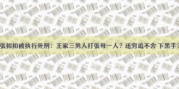 张扣扣被执行死刑：王家三男人打张母一人？还穷追不舍 下黑手？