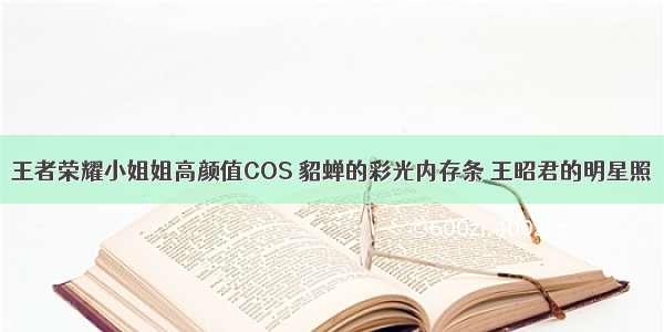 王者荣耀小姐姐高颜值COS 貂蝉的彩光内存条 王昭君的明星照