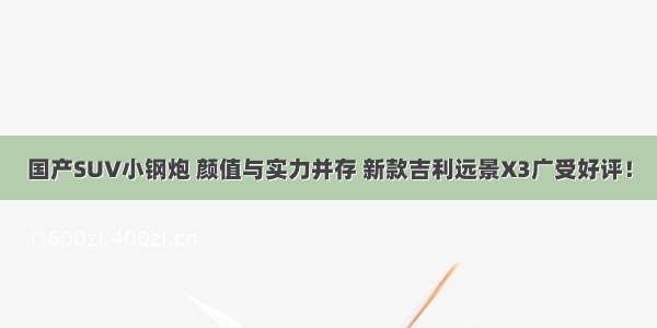 国产SUV小钢炮 颜值与实力并存 新款吉利远景X3广受好评！