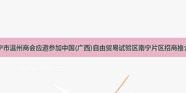 南宁市温州商会应邀参加中国(广西)自由贸易试验区南宁片区招商推介会