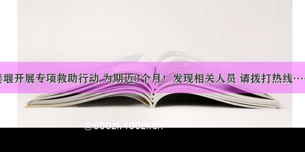 姜堰开展专项救助行动 为期近3个月！发现相关人员 请拨打热线……