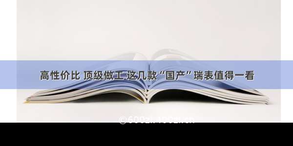 高性价比 顶级做工 这几款“国产”瑞表值得一看