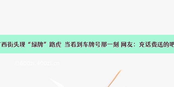 广西街头现“绿牌”路虎  当看到车牌号那一刻 网友：充话费送的吧？