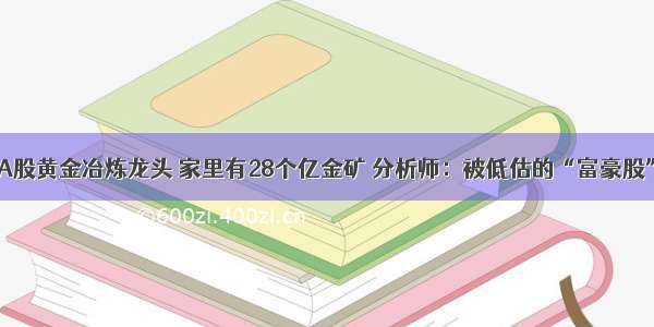 A股黄金冶炼龙头 家里有28个亿金矿 分析师：被低估的“富豪股”