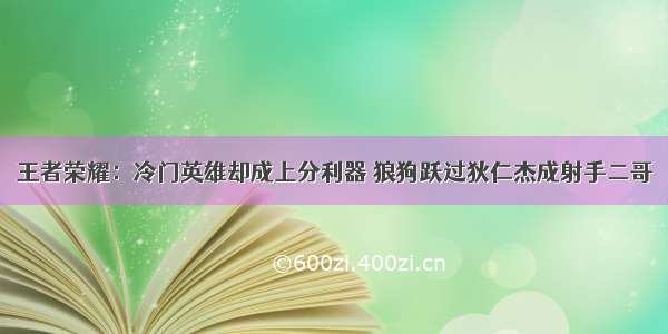 王者荣耀：冷门英雄却成上分利器 狼狗跃过狄仁杰成射手二哥