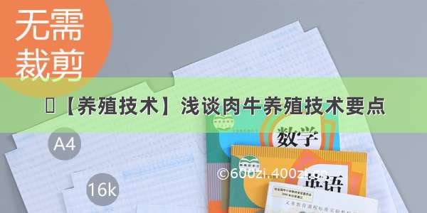 ​【养殖技术】浅谈肉牛养殖技术要点