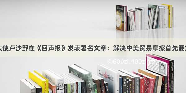 驻法国大使卢沙野在《回声报》发表署名文章：解决中美贸易摩擦首先要重信守诺