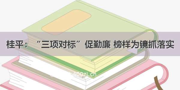 桂平：“三项对标”促勤廉 榜样为镜抓落实