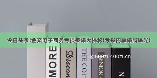 今日头条!金文电子商务亏损被骗大揭秘!亏损内幕骗局曝光!