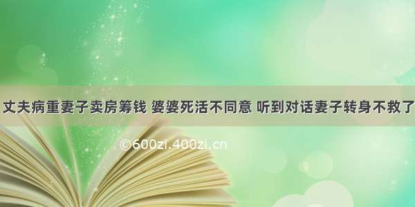 丈夫病重妻子卖房筹钱 婆婆死活不同意 听到对话妻子转身不救了