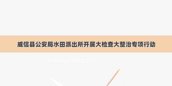 威信县公安局水田派出所开展大检查大整治专项行动